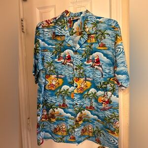 Unisex button down Hawaiian Santa shirt